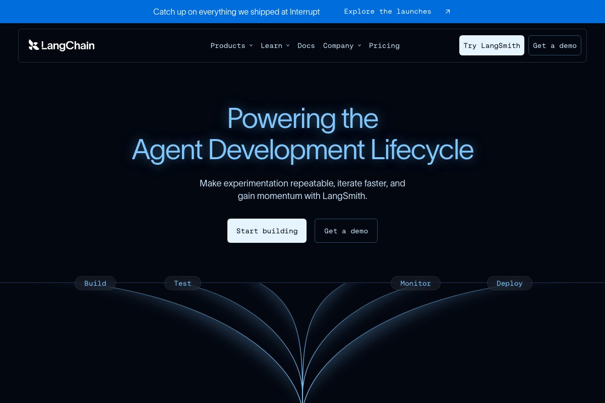 LangChain homepage screenshot