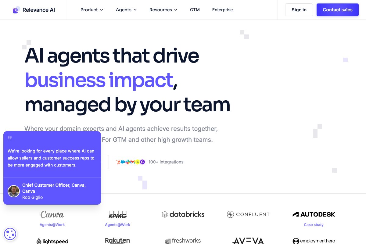 Relevance AI homepage screenshot