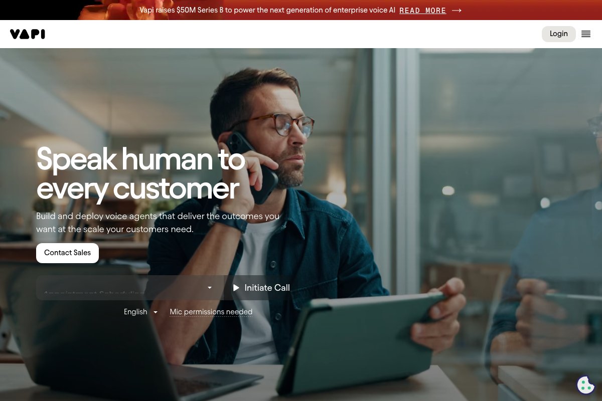 Vapi homepage screenshot